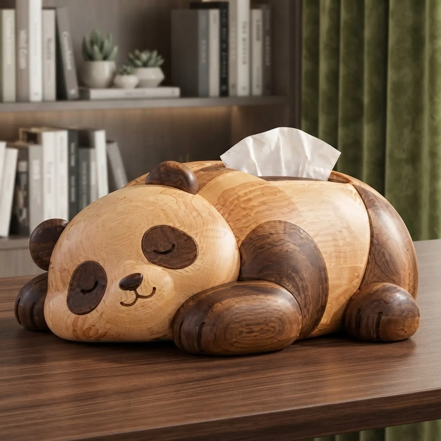 Wood Panda Tissue Box Wildlife Animal Nature Aesthetic Interior Decor