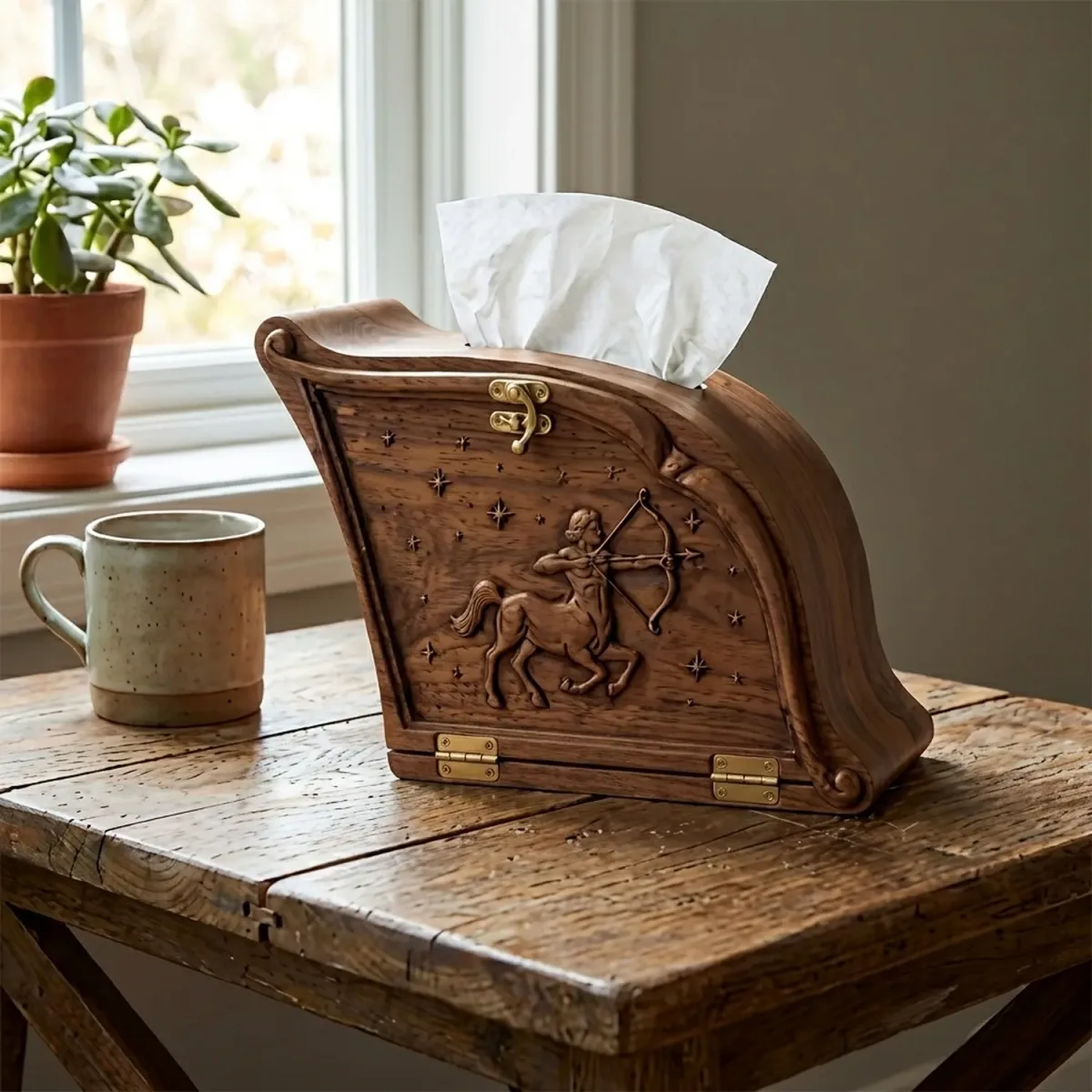 Wooden Tissue Box Cover Sagittarius Zodiac Constellation Home Decor