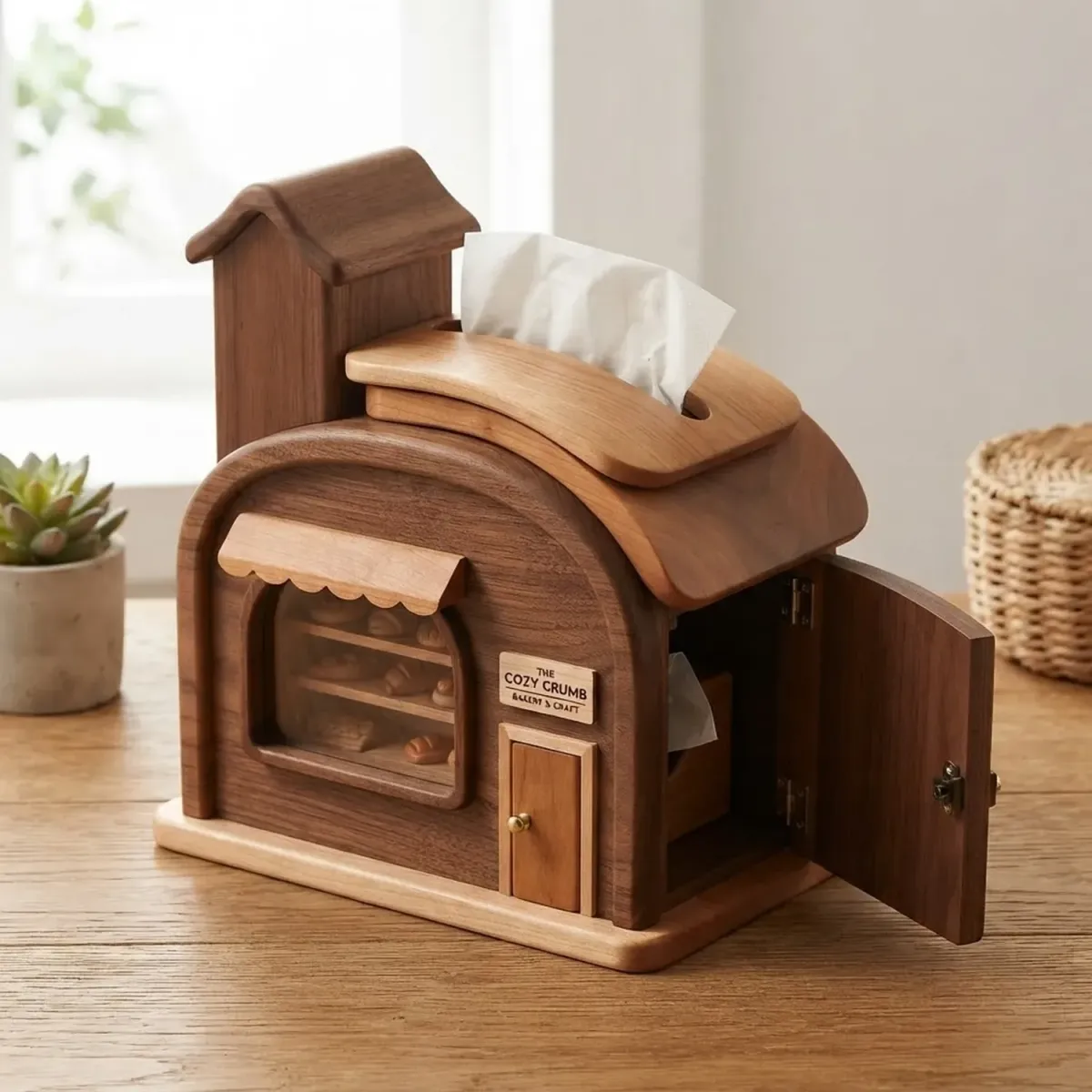 Wooden Tiny Bakery Tissue Box Home Decor