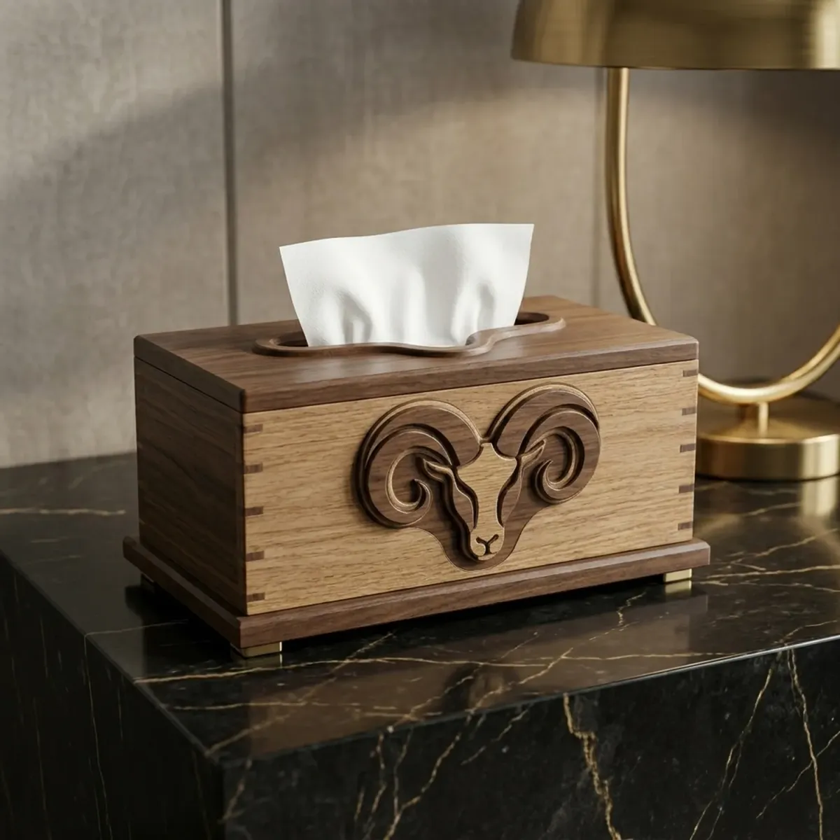Wooden Tissue Box Cover Aries Zodiac Constellation Home Decor