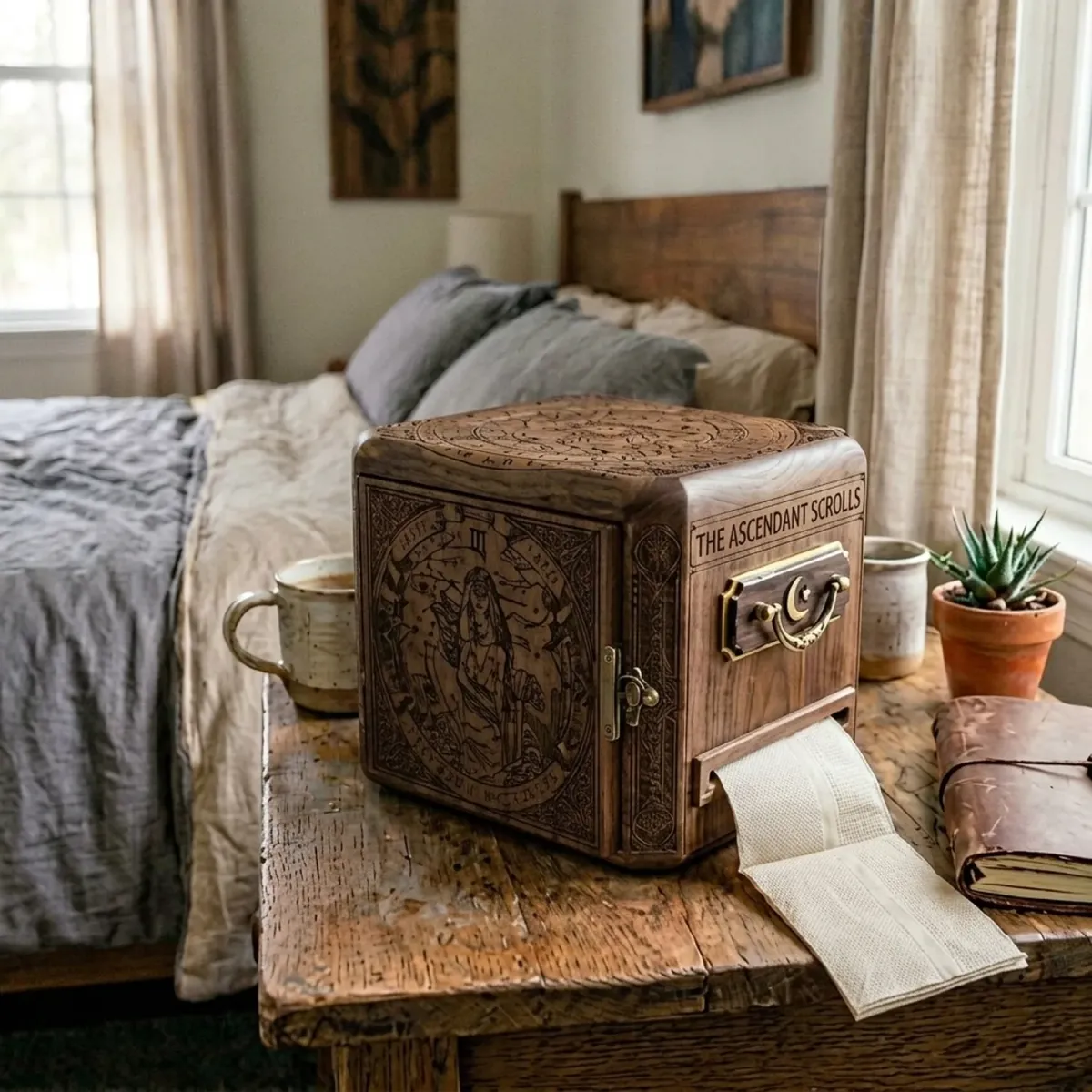 Wooden Tissue Box Cover Virgo Zodiac Constellation Home Decor